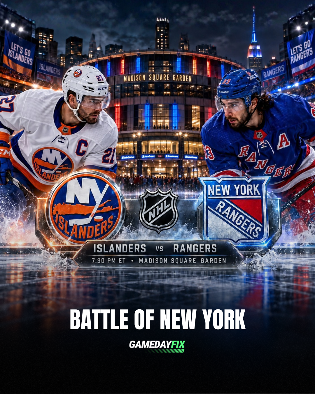Battle of New York Returns as Islanders Visit Rangers at MSG